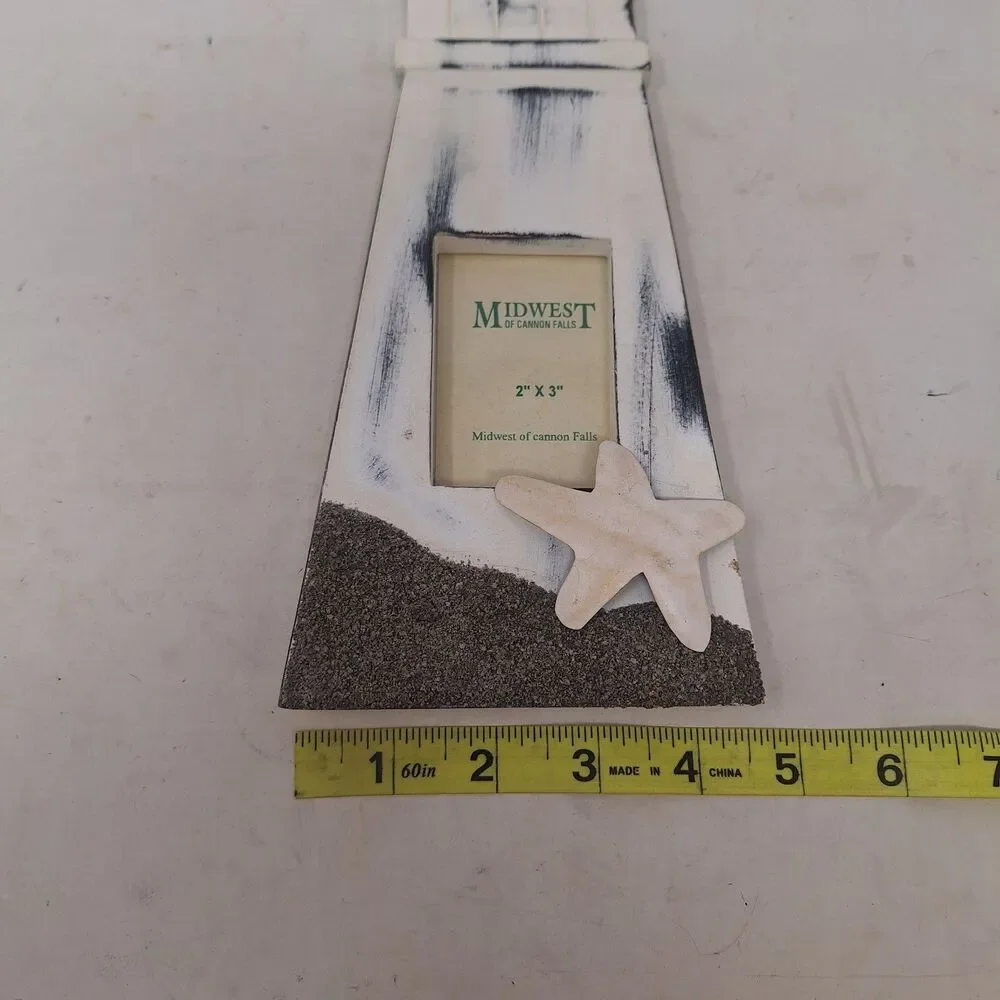 Midwest Of Cannon Falls Lighthouse Shaped Picture Frame Beachy Ocean Sand Star
